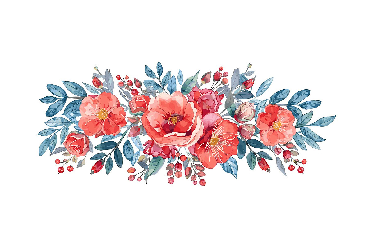 Elegant Watercolor Floral Border Set, an Object Graphic by Designs_River (Photo 5 of 13)