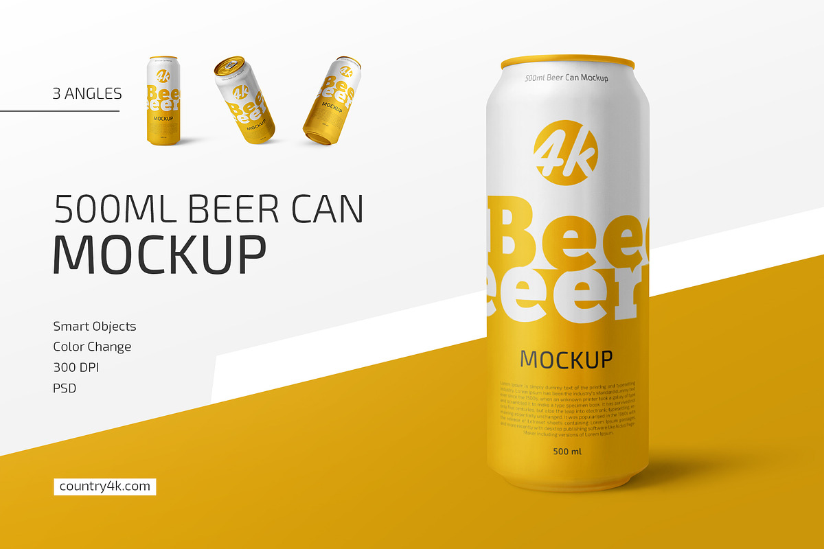 500ml Beer Can Mockup Set, a Cups & Container Mockup by Country4k (Photo 1 of 4)