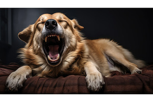 cute dog yawning ai generated, an Animal Photo by pikepicture