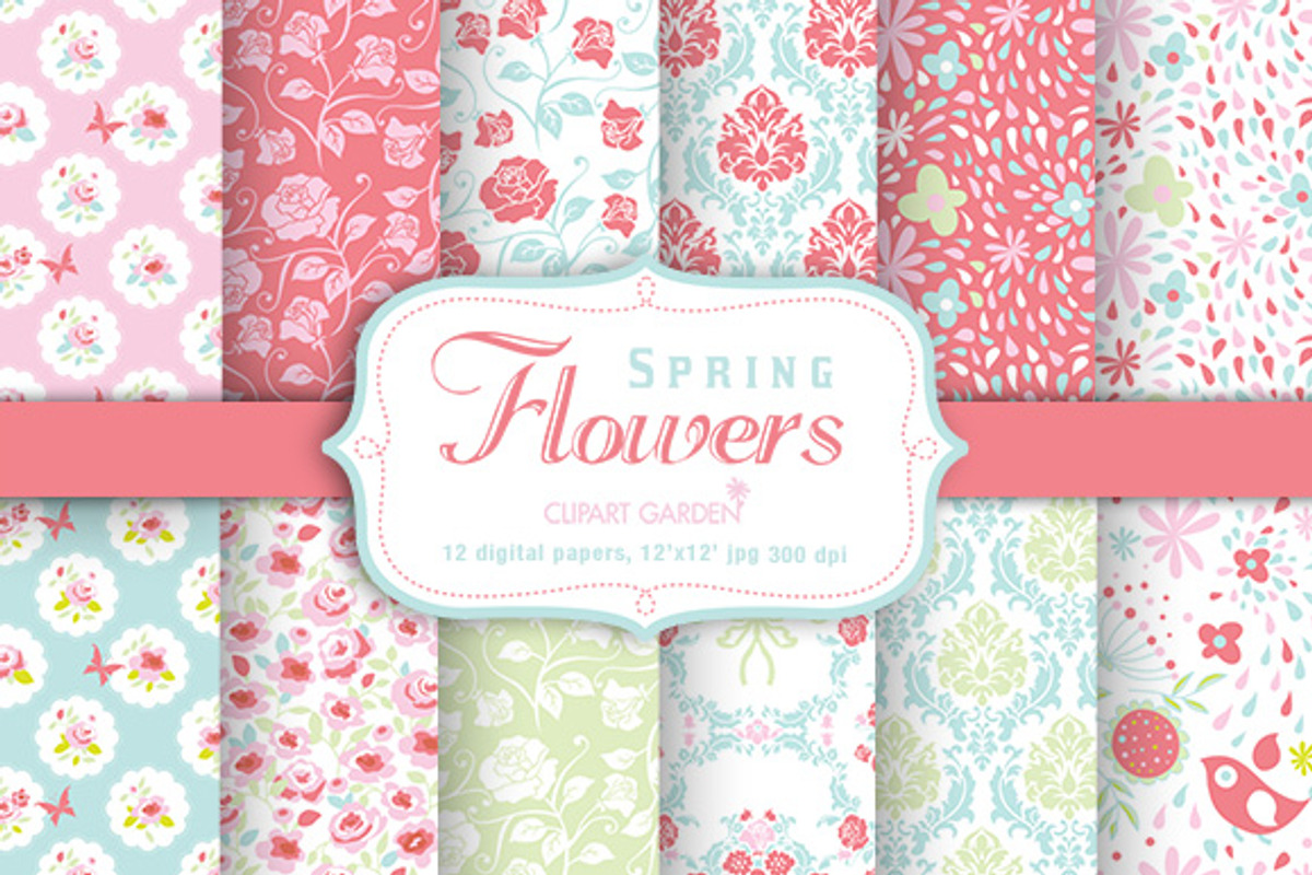 Spring flower Digital Papers Pack