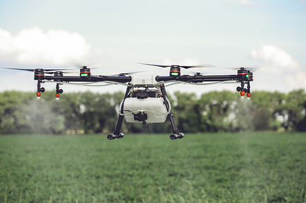 Drones spraying pesticides to grow potatoes.