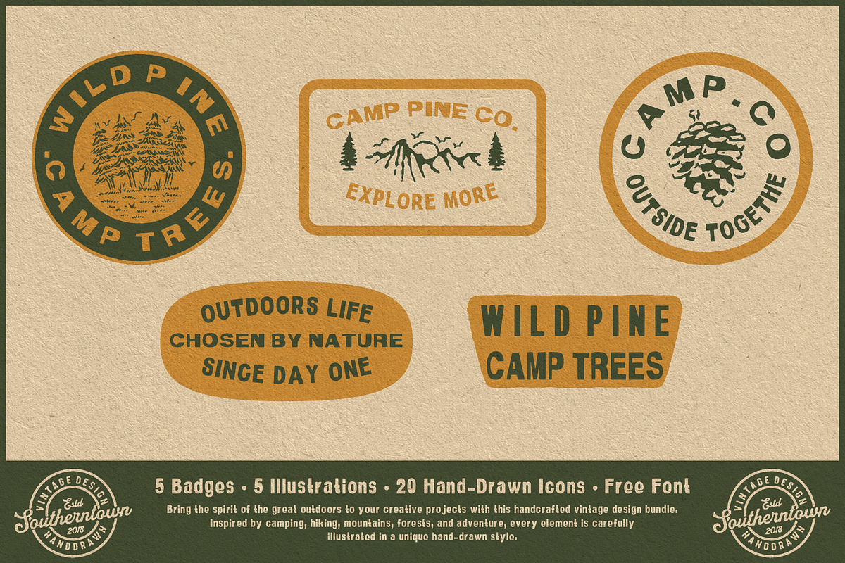 Vintage Hand Drawn Outdoor Adventure, an Object Illustration by Southerntown (Photo 5 of 7)