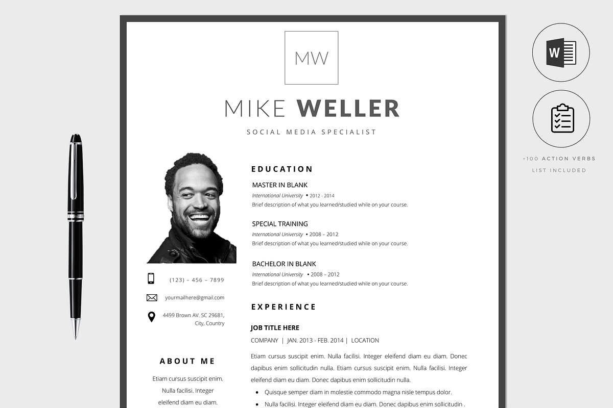 Resume Template WORD Classic CV, a Resume Template by PAPPERMINT RESUME STUDIO (Photo 1 of 5)