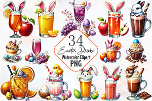 Easter drinks sublimation clipart, an Illustration by RobertsArt