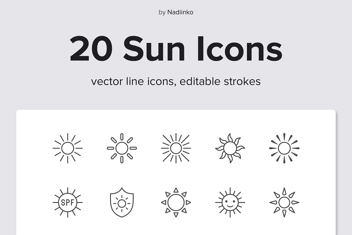 Sun Line Icons, an Outline Icon by Nadiinko (Photo 1 of 2)