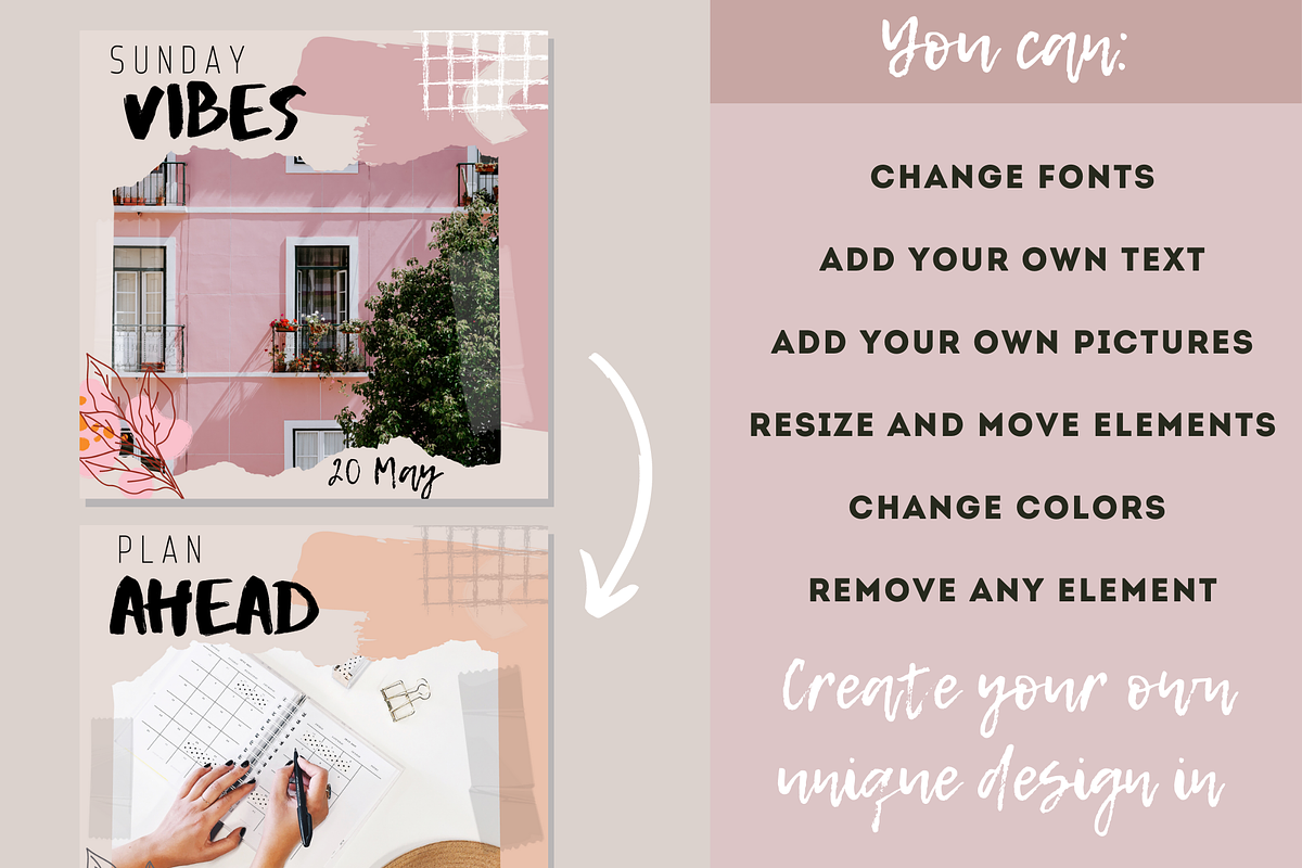 Canva Instagram Templates, a Social Media Template by NViolet (Photo 4 of 5)