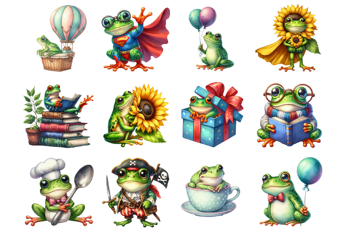 Funny Cute Frog Sublimation Clipart, a Graphic by CitraGraphics (Photo 2 of 5)