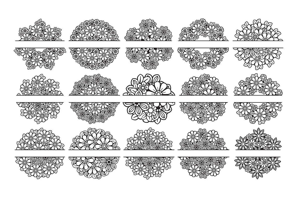 50 Split Floral Mandalas Bundle, a Decorative Illustration by Elinorka (Photo 4 of 9)
