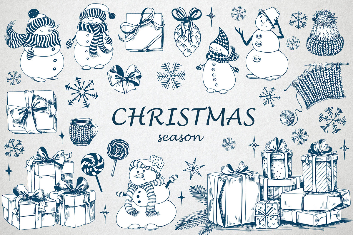 Christmas Snowmen ClipArt Collection, an Object Graphic by Jeanna Draw (Photo 2 of 14)