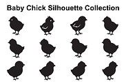 Fluffy Chick Silhouette Set, an Object Graphic by Creativeshirt (Thumbnail 1 of 3)