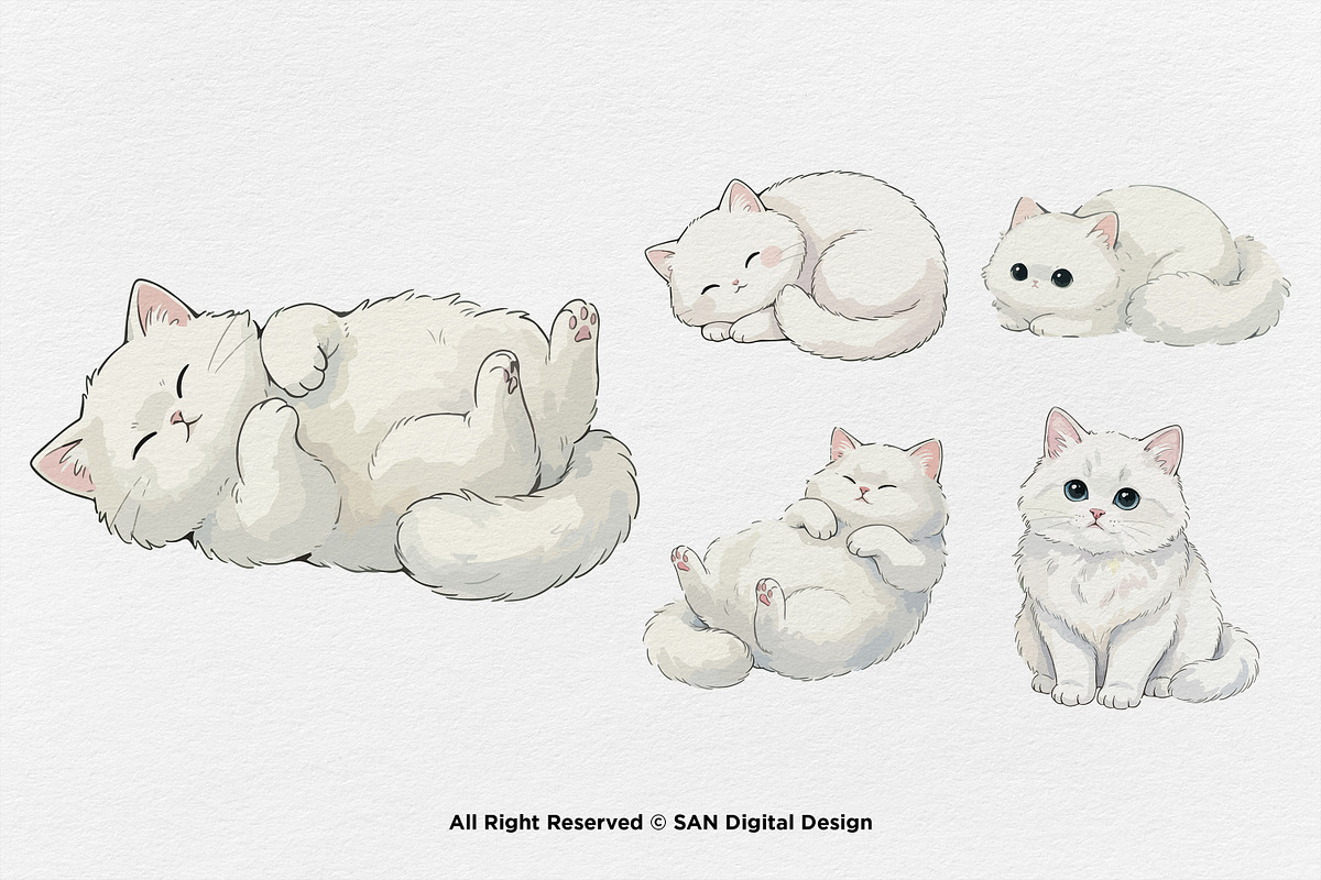 15 Bundle Watercolor Big Cat White, an Animal Illustration by Morspective (Photo 5 of 8)