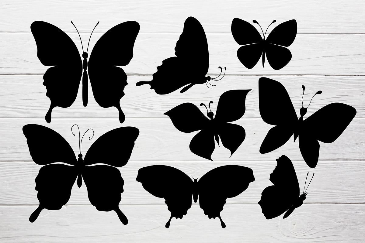 Butterfly silhouettes clipart Svg, an Object Graphic by Glass Cat Design (Photo 5 of 7)