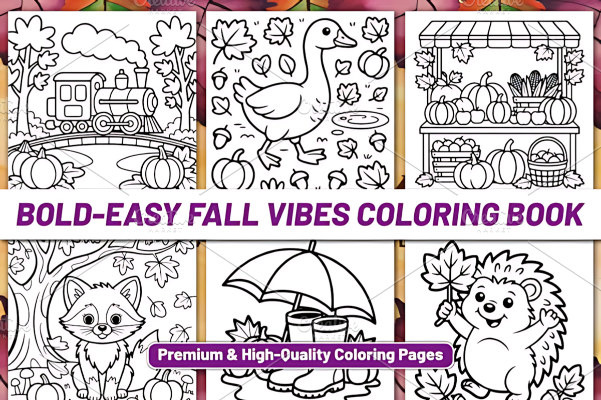 BOLD EASY FALL VIBES COLORING BOOK, a Seasonal Illustration by Design Station (Photo 2 of 4)