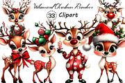 Whimsical Christmas Reindeer Clipart, an Illustration by Creative Art (Thumbnail 1 of 11)
