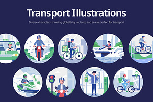 Transport Illustration Art Set, a Transportation Illustration by Creative Stall