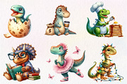 Watercolor Funny Dinosaurs Clipart, an Illustration by CreationArt (Thumbnail 4 of 5)