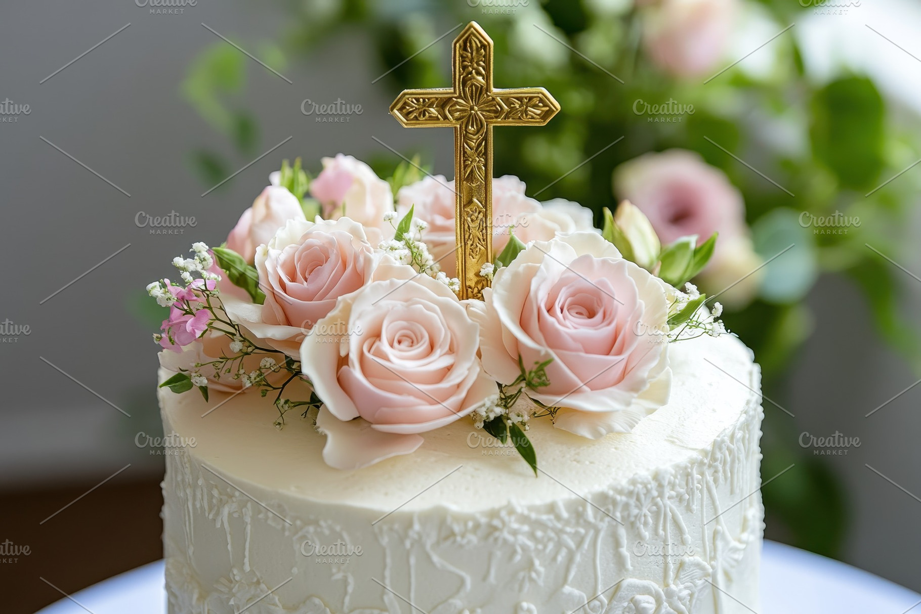 Elegant baptism celebration cake, a Photo by Pavel_design