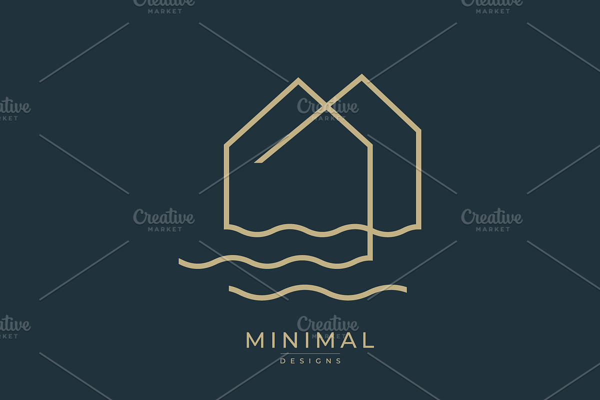 wave with a house, island house logo, a Branding & Logo Template by idesign_4u