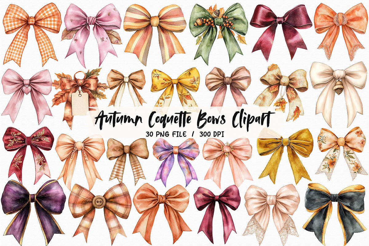 Autumn Coquette Bows Clipart, an Illustration by Libby Wishes (Photo 1 of 6)