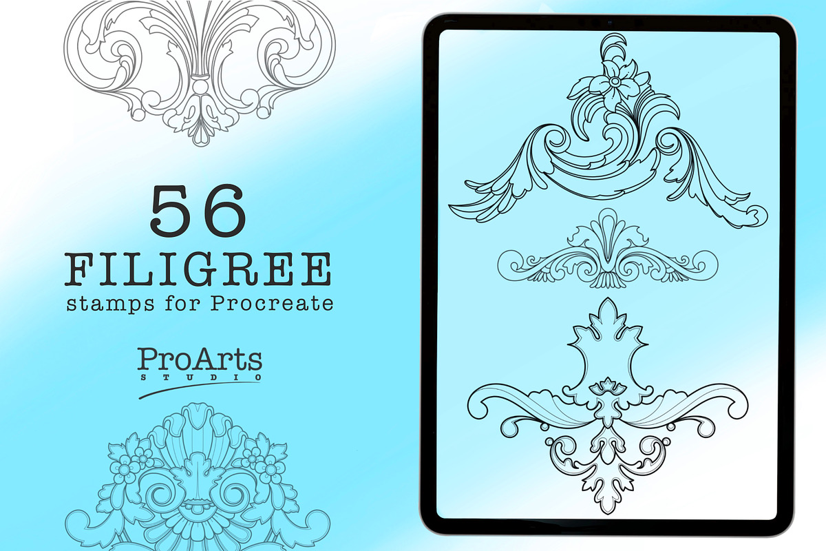 Filigree Procreate Brushset - Stamp, a Brush Add-On by Lucrumplus (Photo 1 of 5)