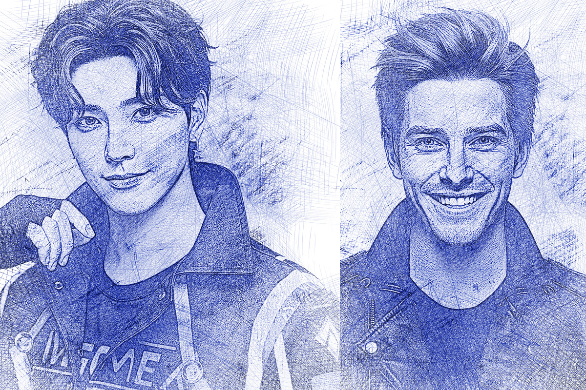 Blue Pen Sketch Photo Effect PSD, an Action Add-On by iHemalaya (Photo 3 of 3)