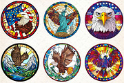 4th of July Eagle Round Stained Glas, a Seasonal Illustration by Rose Art (Thumbnail 4 of 4)