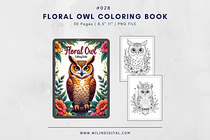 30 Floral Owl Coloring Books