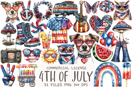 Groovy 4th of July Clipart, an Illustration by OK Design