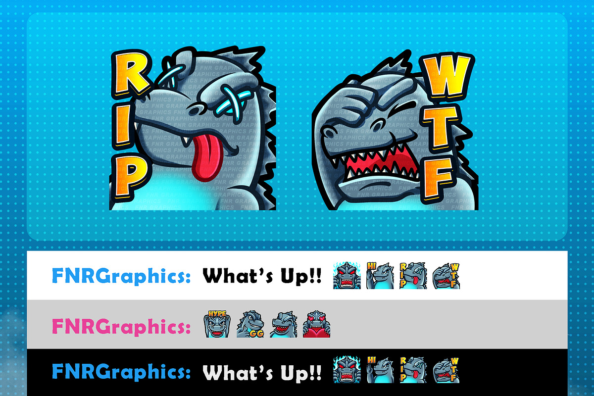 Cute Godzilla Twitch Emotes, an Illustration by FNR Graphics (Photo 3 of 5)