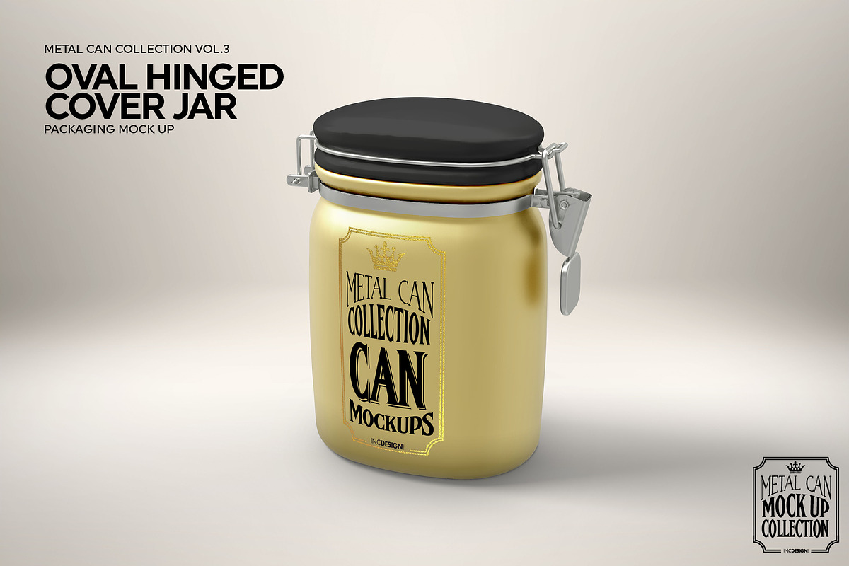Oval Tin Jar with Clip Cover Mockup, a Product Mockup by INCDesign (Photo 5 of 6)