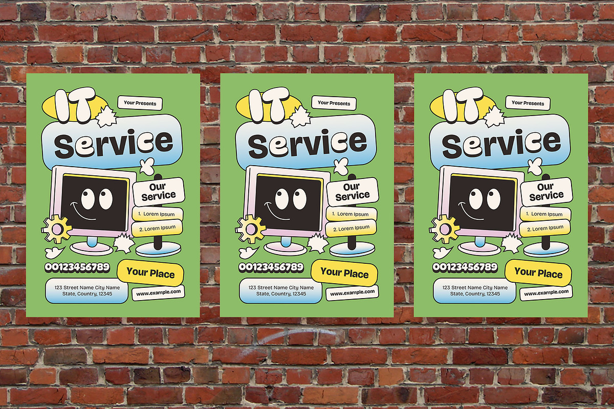 Retro Y2K IT Service Flyer Set, a Flyer Template by Aiyari Graphic (Photo 3 of 3)