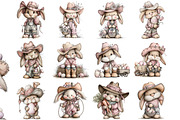Western Easter Bunny Clipart, an Illustration by DreamArtGraphic (Thumbnail 2 of 4)