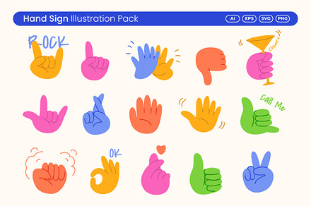 Hand Sign Illustration Collection, an Object Illustration by Rahardi Creative