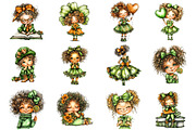 Whimsical Funny Girl Clipart, a Seasonal Illustration by CitraGraphics (Thumbnail 2 of 6)