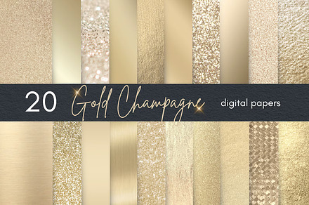 Gold Champagne Digital Papers, a Texture Graphic by Business Chic