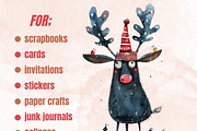 Quirky Christmas Animals Clipart, a Seasonal Illustration by GiraffeCreative (Thumbnail 3 of 9)
