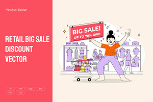 Retail Big Sale Discount Vector, an Object Illustration by Partikusi Design