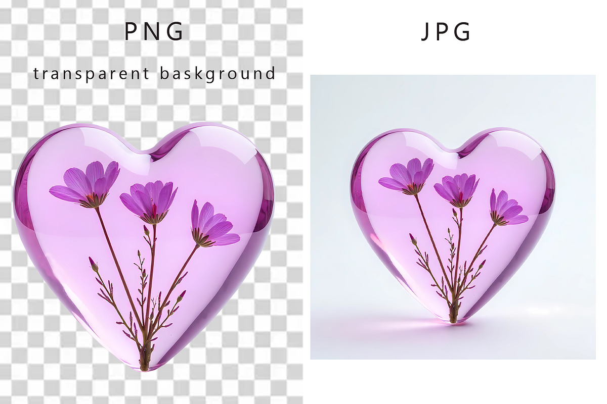 Glass Heart Flowers Clip Art, a Decorative Illustration by TetianaArt (Photo 8 of 10)