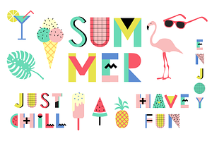 Memphis Alphabet And Summer Cards