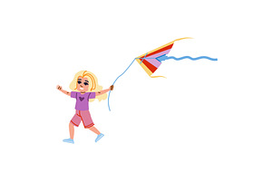 Happy child running and playing with, an Illustration by pikepicture