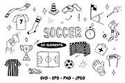 Soccer doodle vector line set, an Object Graphic by ElenaPlatovaArt (Thumbnail 1 of 5)