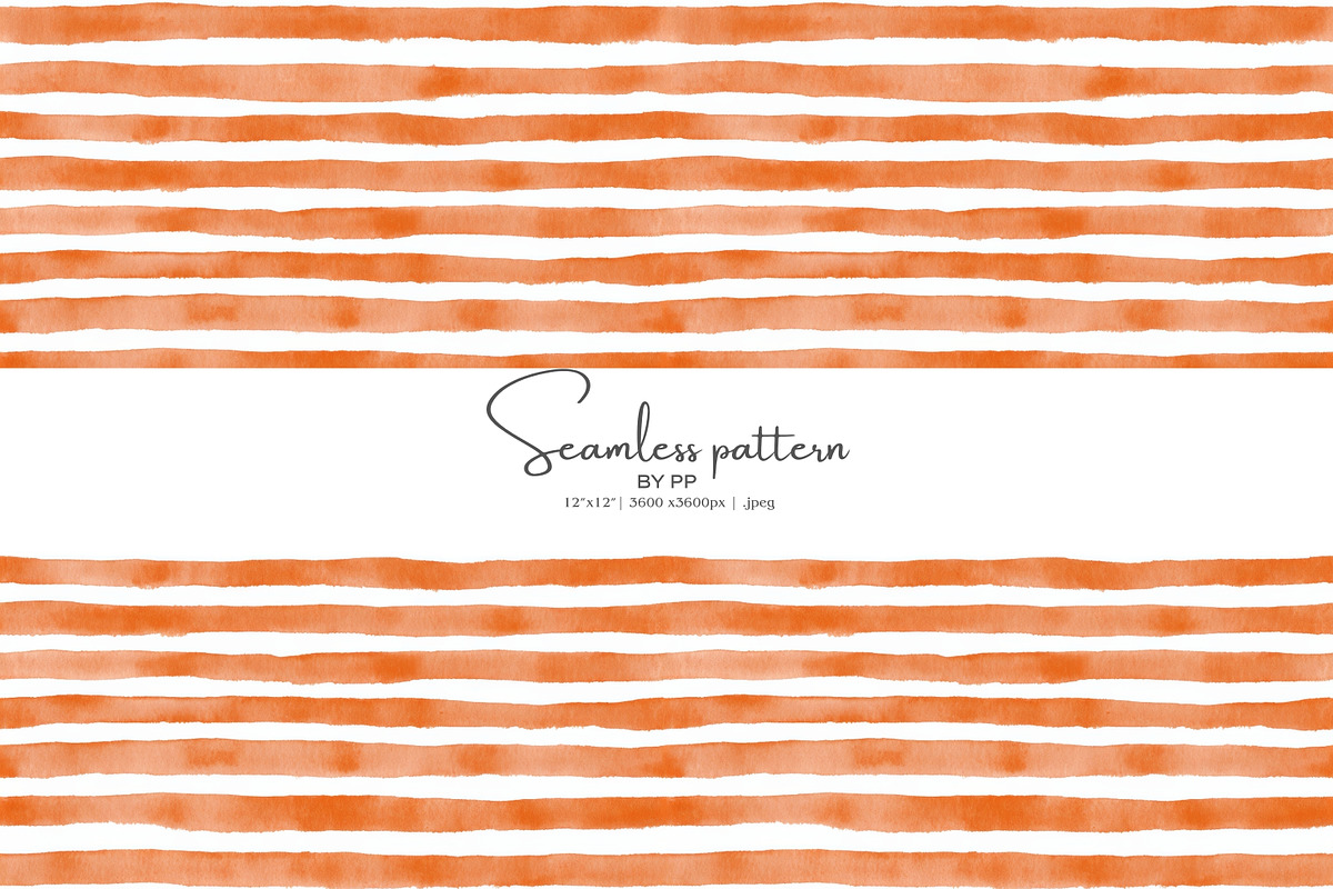 orange stripes watercolor pattern, a Pattern Graphic by Pink Studio Art (Photo 1 of 5)
