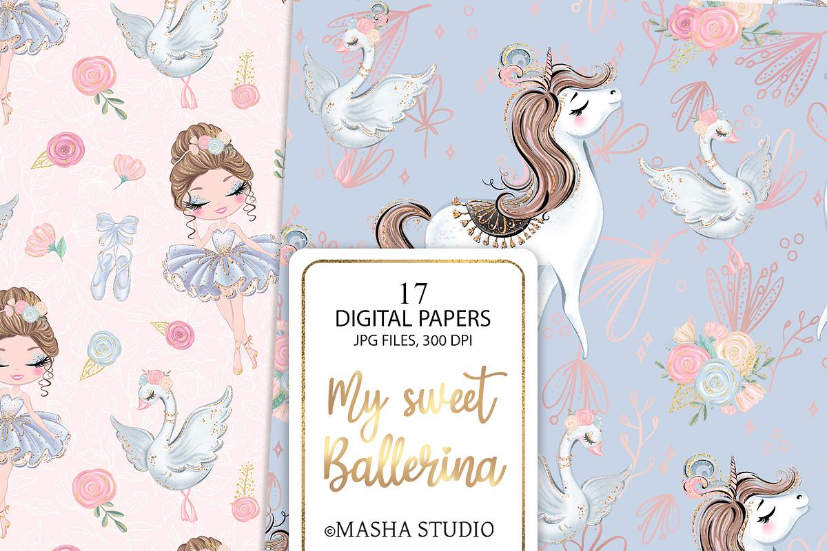 Ballerina Seamless Digital Papers, a Pattern Graphic by Masha  Studio (Photo 2 of 10)