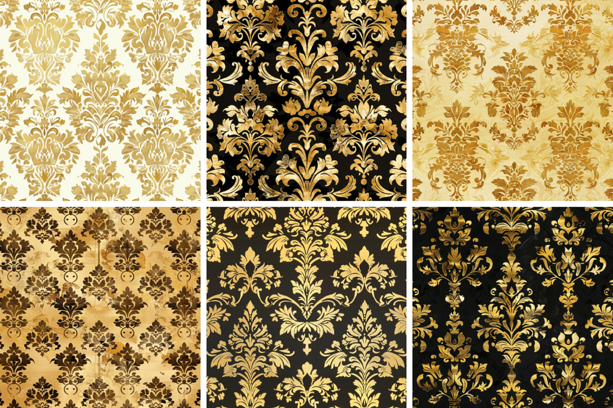 Gold Damask Seamless Patterns, a Pattern Graphic by PrintablesByFranklyn (Photo 3 of 4)