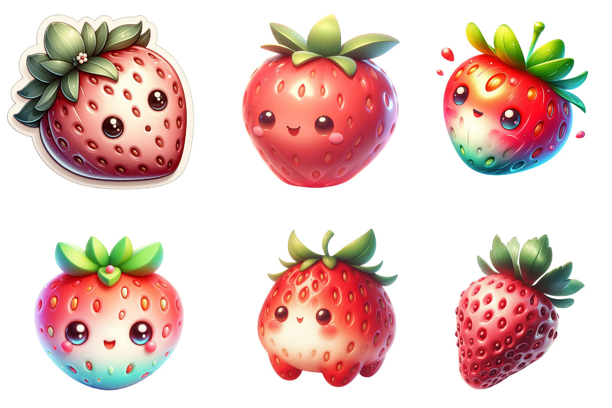 Cute Strawberry PNG Clipart Bundle, a Graphic by CitraGraphics (Photo 4 of 4)
