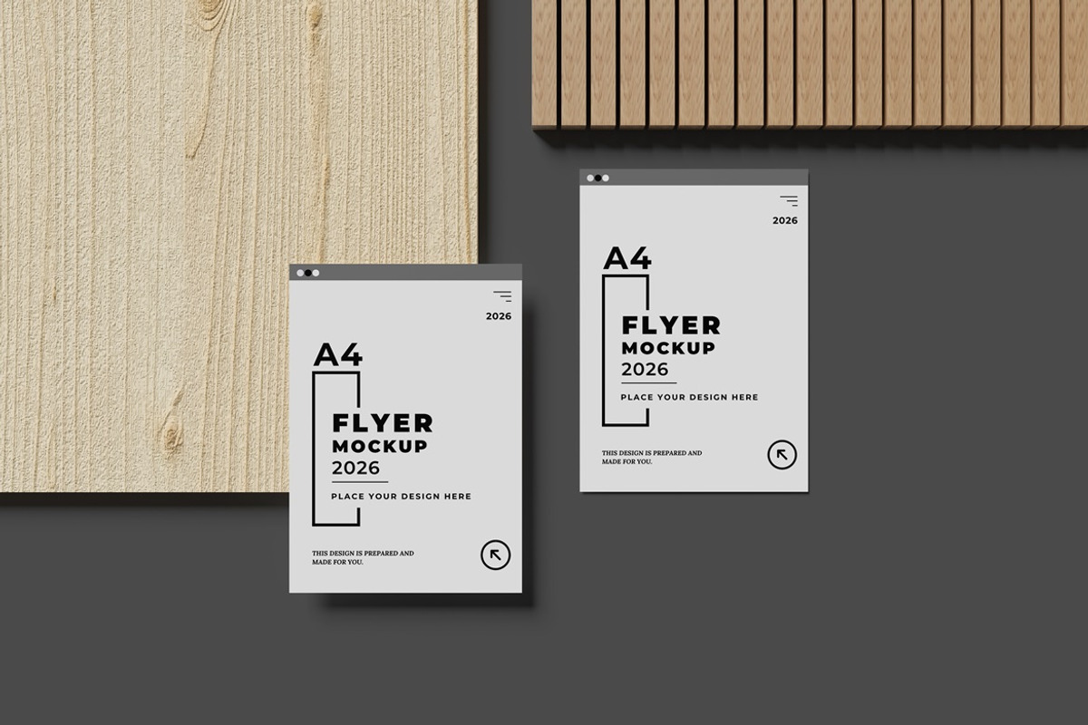 A4 Flyer Brochure Mockup, an Advertising Mockup by AndikaGraphic (Photo 3 of 6)