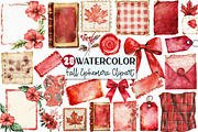 Red Vintage Fall Ephemera Clipart, an Illustration by Rose Art (Thumbnail 1 of 7)