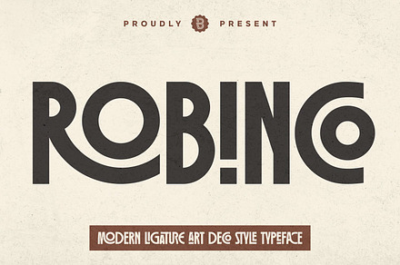 Robinco - Ligature Art Deco Font, a Sans Serif Font by Asenbayu
