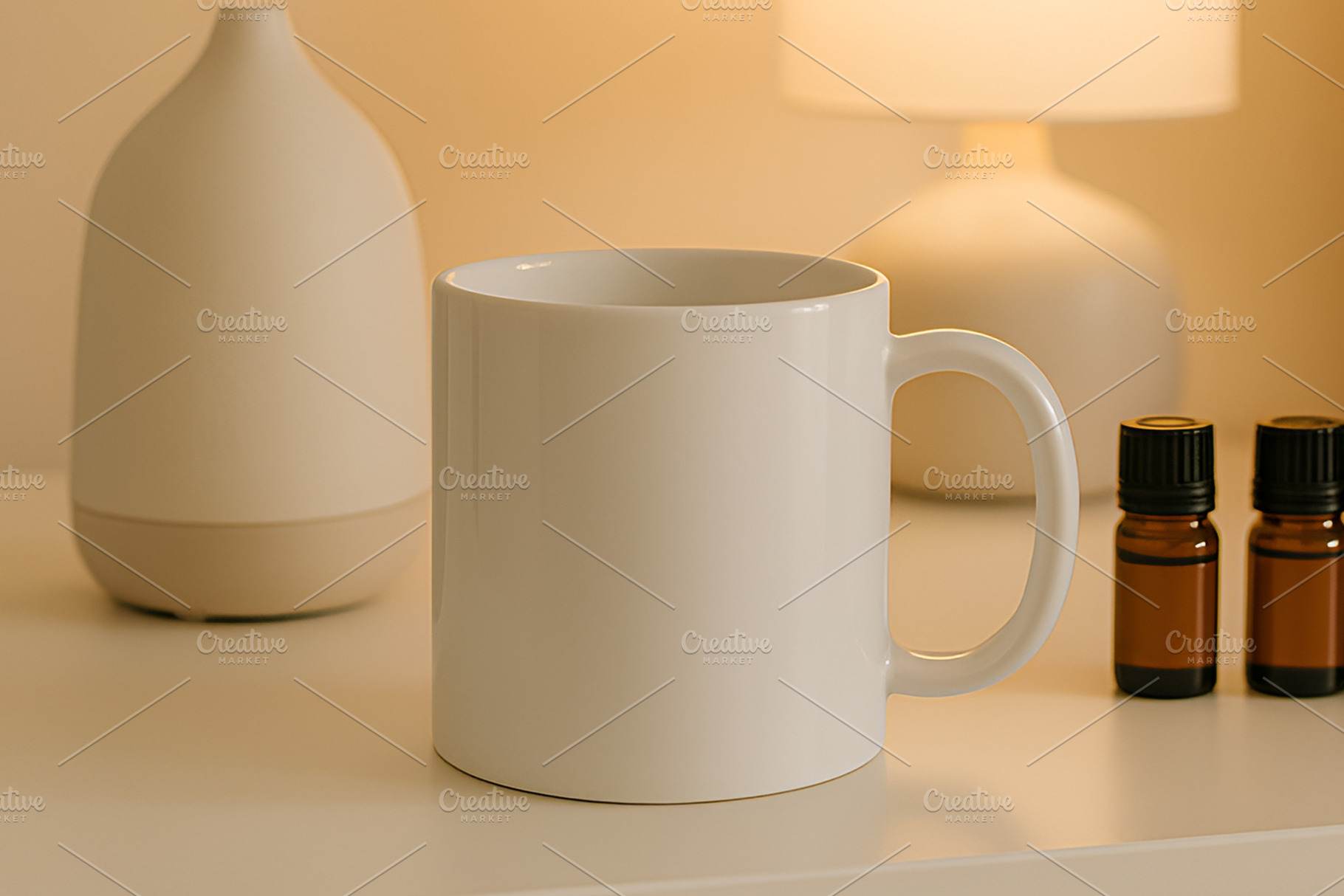 Mug with Essential Oils and Diffuser, a Background Photo by illuztrate