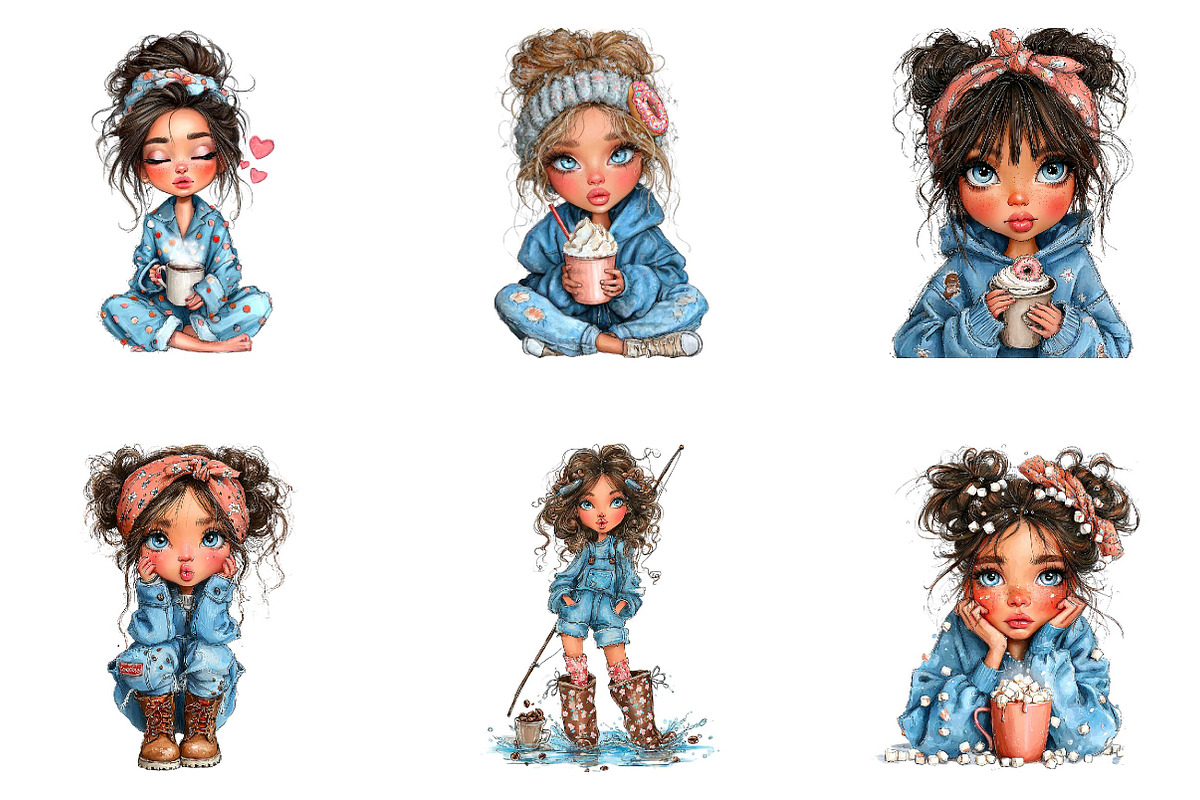 Whimsical valentine coffee girl clip, an Illustration by CreationArt (Photo 6 of 7)